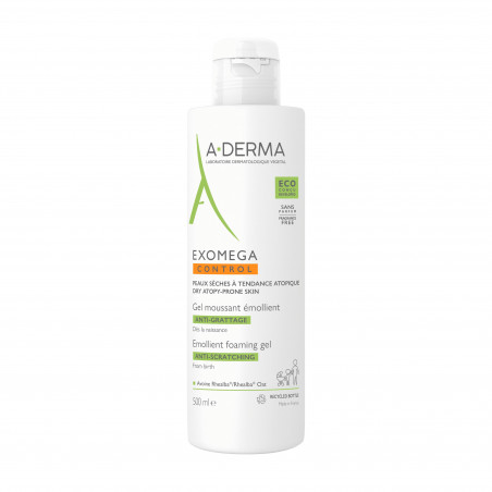 A-DERMA EXOMEGA CONTROL GEL MOUSSANT ÉMOLLIENT VISAGE CORPS 500ML