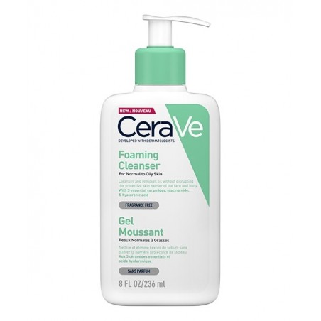 CERAVE GEL MOUSSANT PEAUX NORMALES À GRASSES 236ML