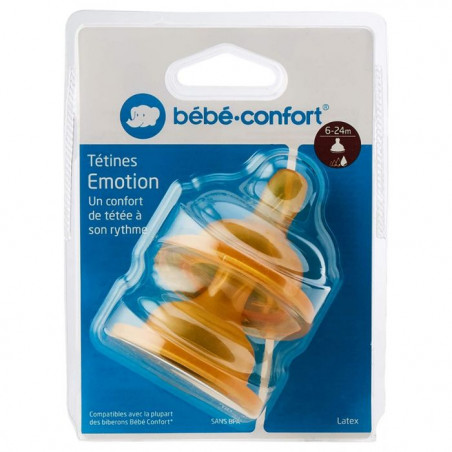 BÉBÉ CONFORT TETINES EMOTION - T.2 3 VITESSES (6/24M) - LATEX X2 6951