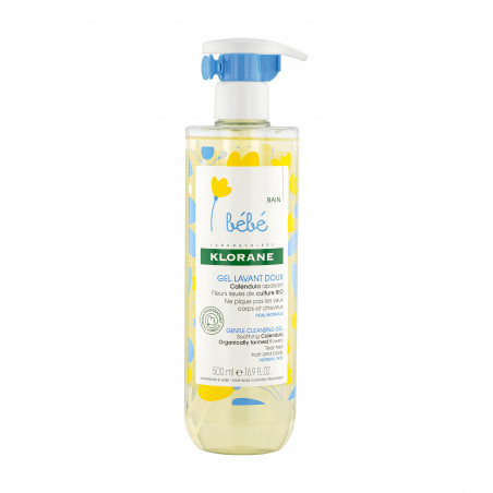 KLORANE - GEL LAVANT DOUX AU CALENDULA APAISANT - BÉBÉ - CORPS ET CHEVEUX - PEAU NORMALE 500 ML