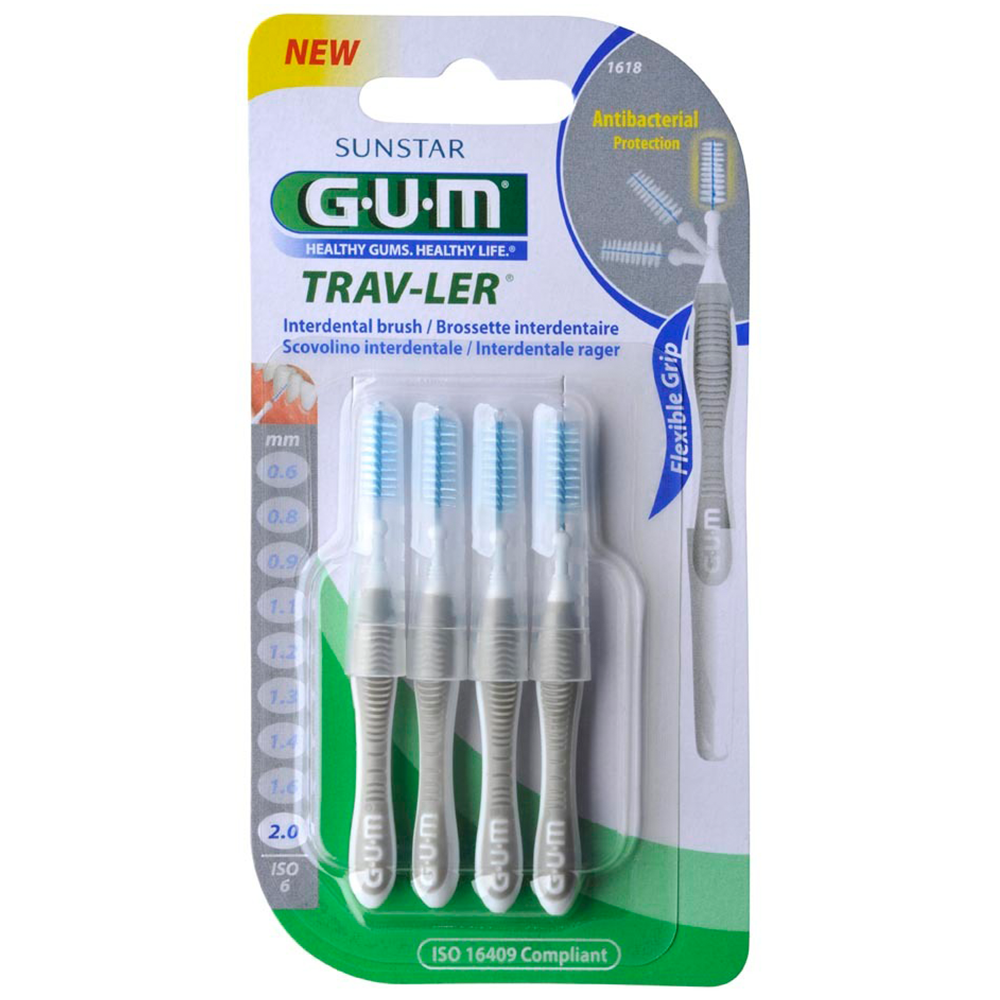 GUM Manche par 4 unités avec Brossette Large (2,0mm)