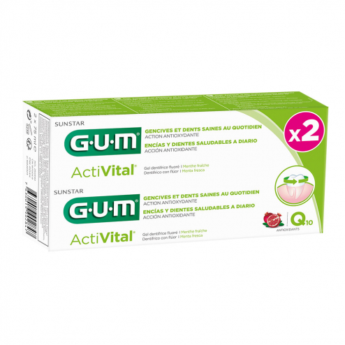 GUM Dentifrice Activital Soin quotidien 75ml Pack Par 2 NEW